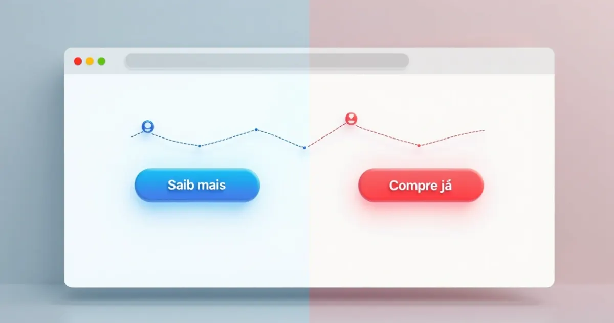 Comparação visual de dois CTAs em teste A/B 