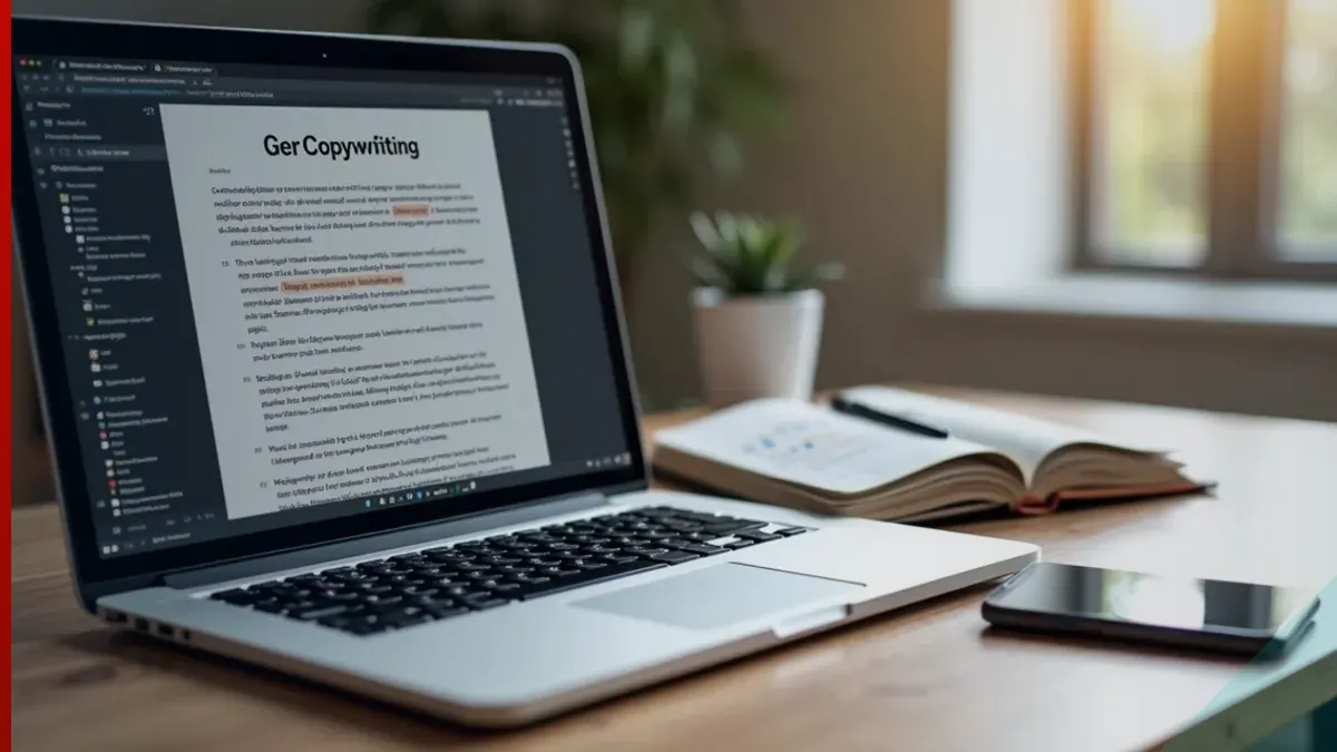 Profissional revisando uma mensagem de copywriting orientada à conversão