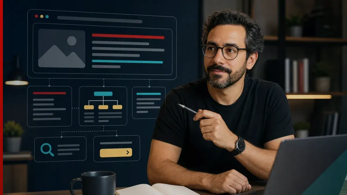 Especialista analisando a estrutura de SEO de um site