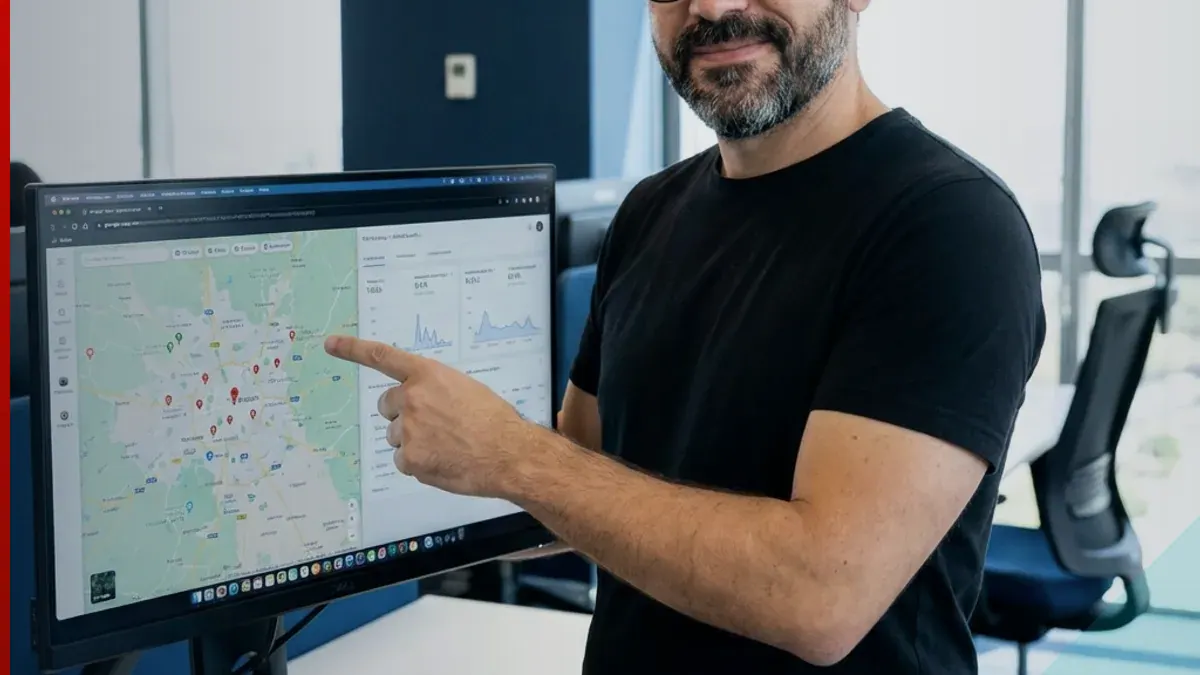 Gestor analisando a presença local de uma PME nos resultados de busca